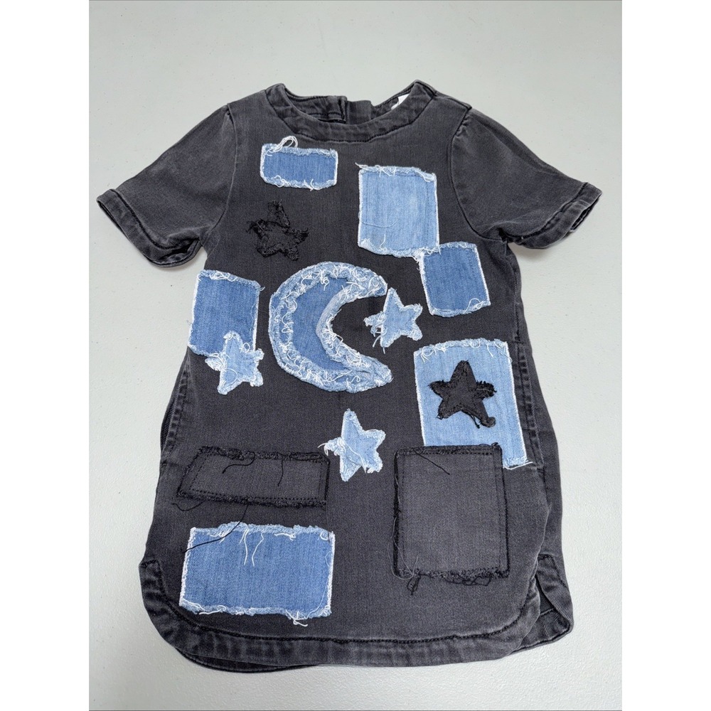 Stella McCartney Black Dress with Blue Denim Patches and Stars
